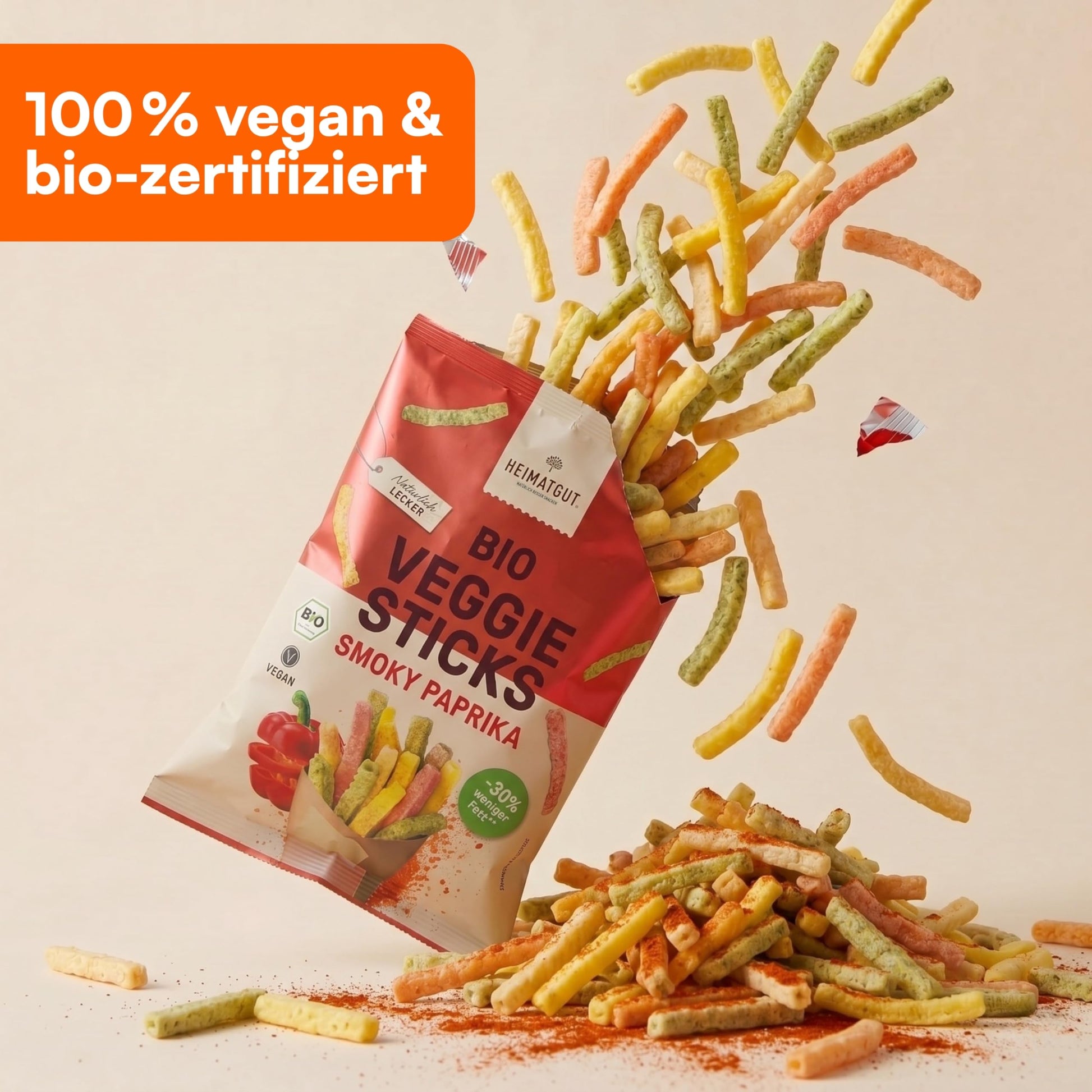 Bio Veggie Sticks Smoky Paprika mit geräuchertem Paprikapulver