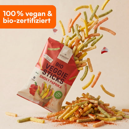Bio Veggie Sticks Smoky Paprika mit geräuchertem Paprikapulver
