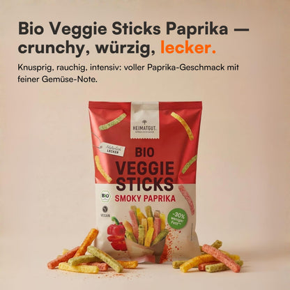 Tüte Bio Veggie Sticks Smoky Paprika 50g von Heimatgut