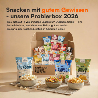 Heimatgut Probierbox 2026 als Geschenk, 100 % bio und vegan